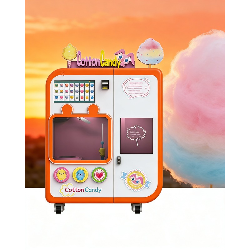 Candy Vending Machine - เครื่องทำสายไหมอัตโนมัติเต็มรูปแบบ พร้อมระบบแลกเหรียญ สำหรับใช้งานเชิงพาณิชย์ 4 รสชาติ เหมาะสำหรับห้างสรรพสินค้า