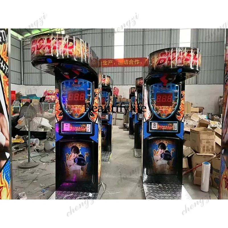 Arcade Game Coin - เครื่องเกมส์ชกมวยในร่มแบบหยอดเหรียญ ระบบแลกของรางวัล โครงสร้างโลหะ