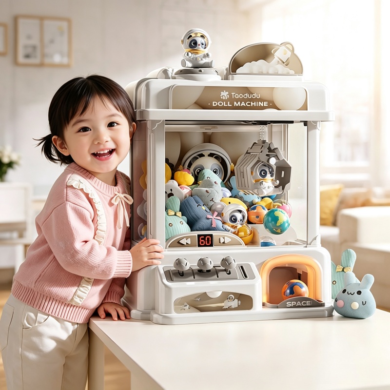 Coin Pusher Machine - เครื่องคีบตุ๊กตาขนาดเล็กสำหรับเด็ก แบบหยอดเหรียญอัตโนมัติ เครื่องเล่นเกมอาร์เคด ของเล่นตุ๊กตาสำหรับเด็ก ของขวัญวันเกิด/คริสต์มาส