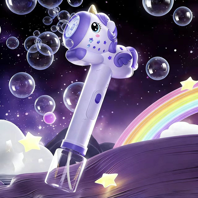 Bubble Gum Machine - ปืนเป่าฟองสบู่ไฟฟ้ารูปยูนิคอร์นแบบอัตโนมัติพร้อมไฟ สำหรับงานปาร์ตี้กลางแจ้งในฤดูร้อน เครื่องทำฟองสบู่สำหรับเด็กชายและเด็กหญิง เป็นของขวัญ