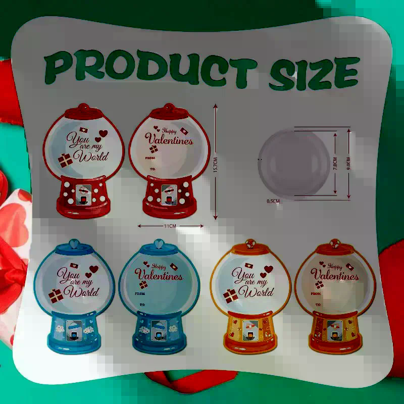 18/36 ชิ้น การ์ดขนมวาเลนไทน์ D - Bubble Gum Machine บทวิจารณ์และราคา